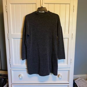 Grey Mock Neck Sweater Dress